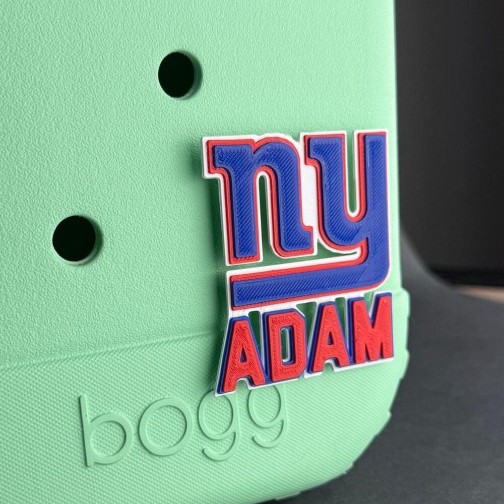 Personalized New York Giants Bogg Bag Name Tag, Giants Bogg Bag Charms